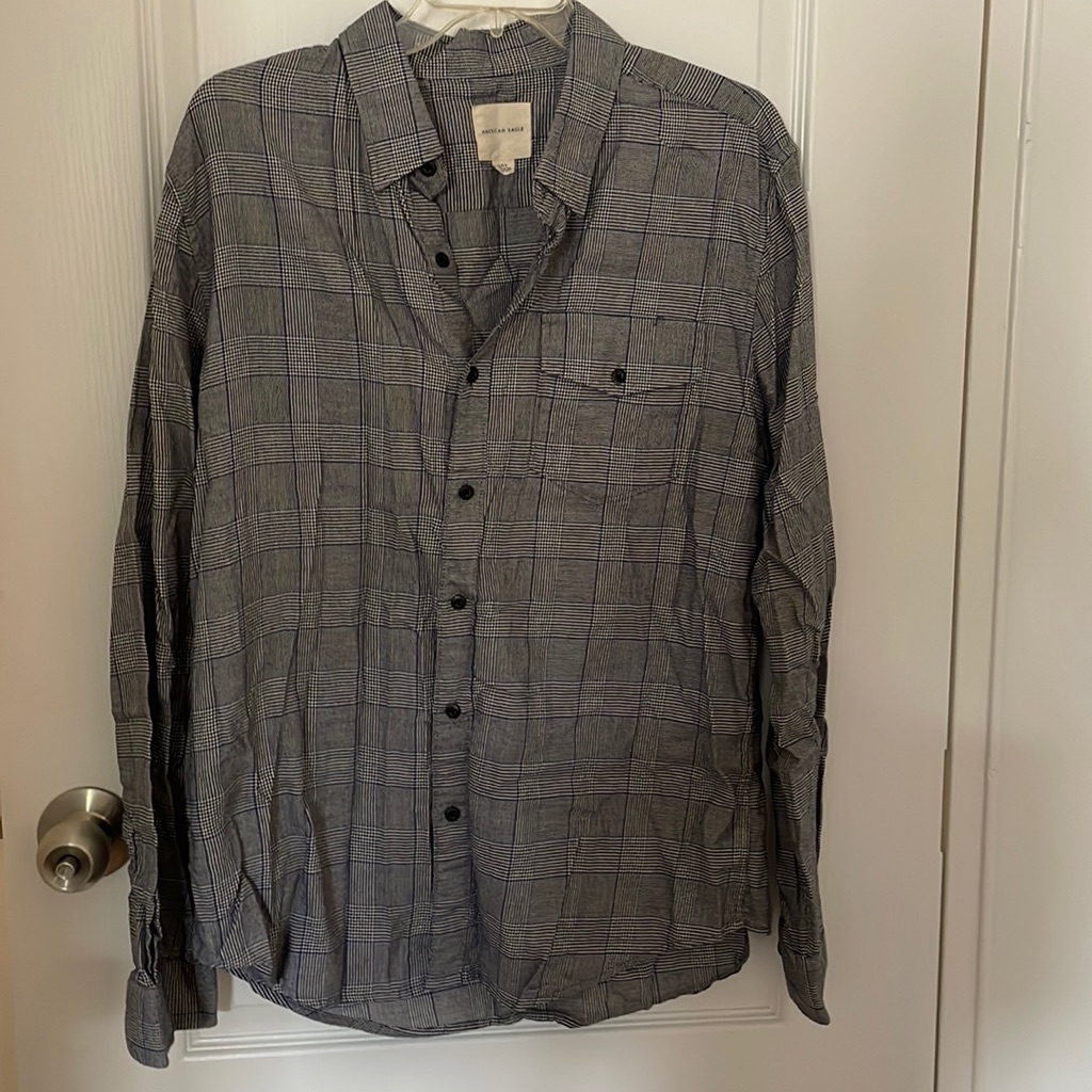 Gray Print Button Down